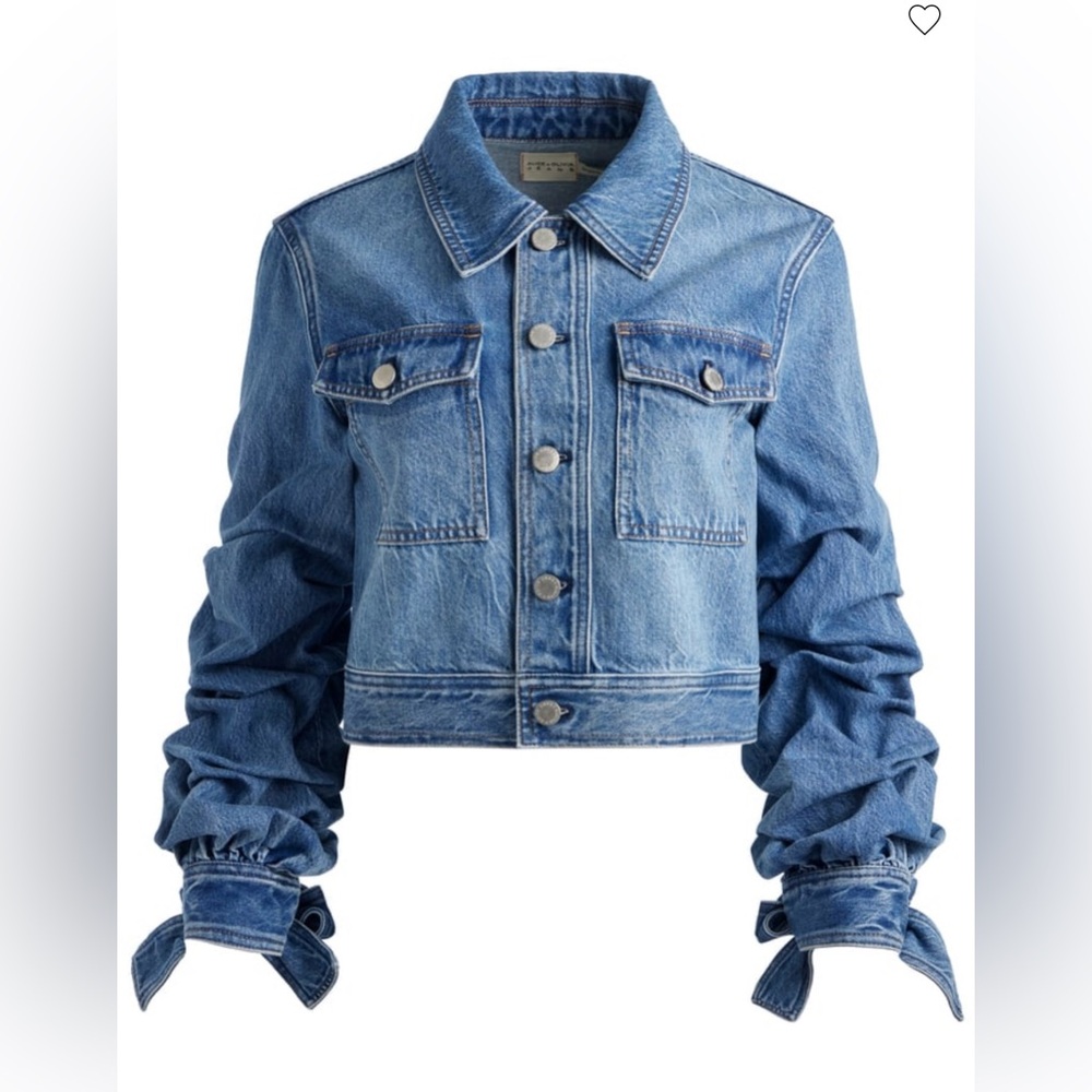 Alice + Olivia Tiff Denim Jacket Bow Cuff Sleeves NWT 🔖